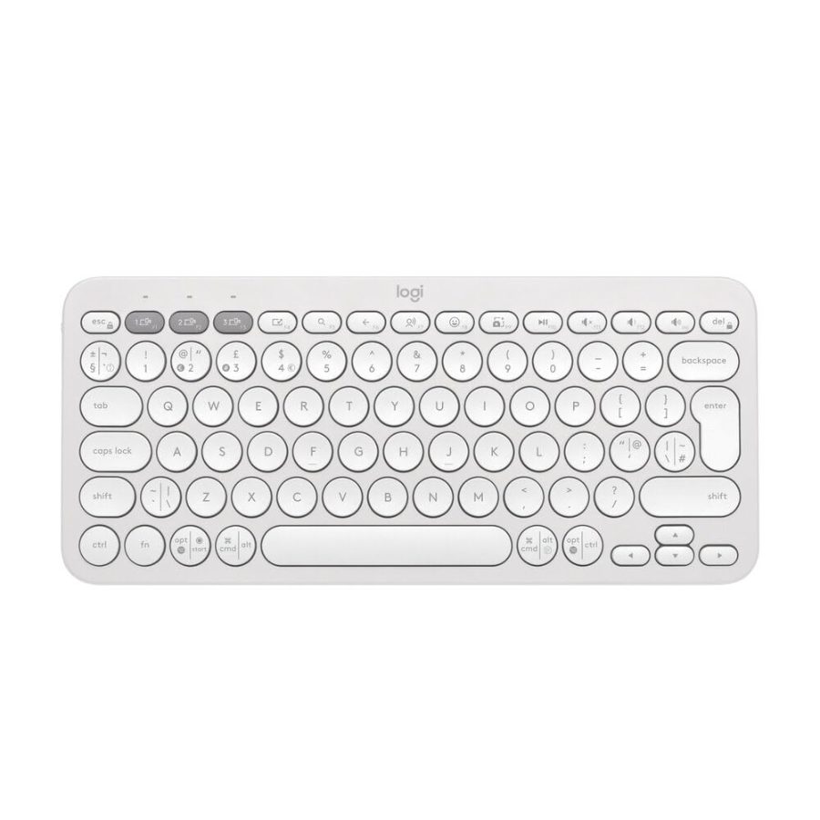 LOGITECH Pebble Keys 2 K380s 60% Membrane Wireless Gaming Keyboard (White) (Membrane Switches) (920-011754)