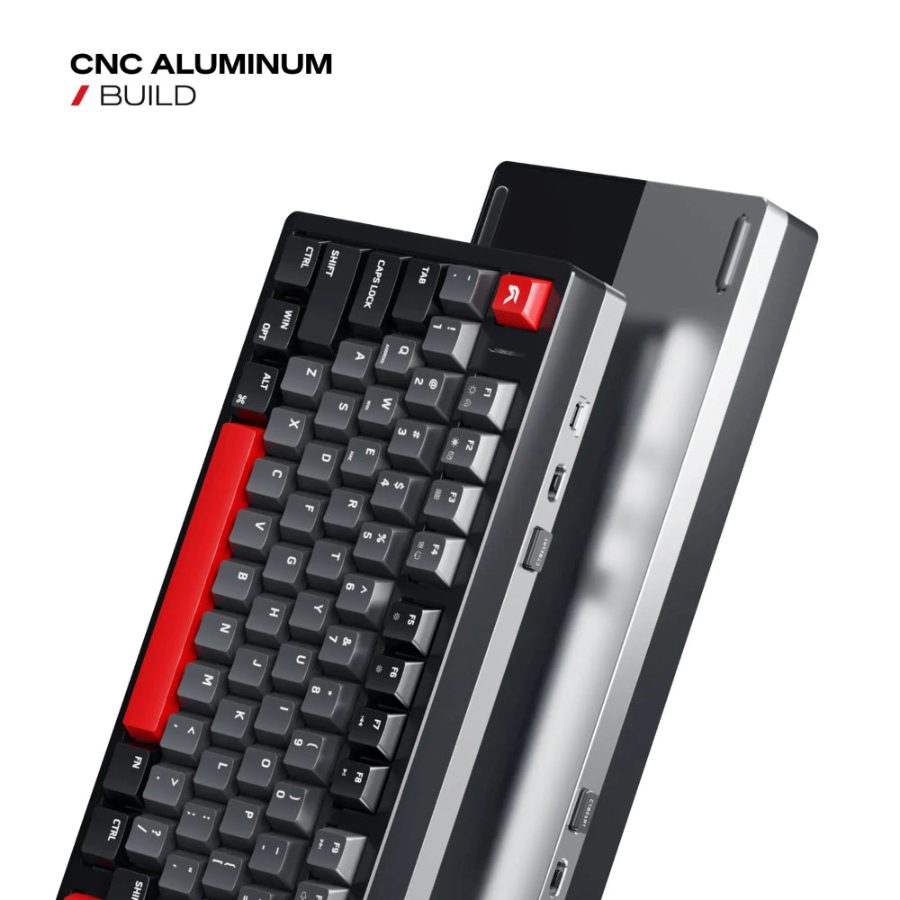 CYBEART X75 Rhino 75% Tri Mode RGB Mechanical Wireless Gaming Keyboard (Black/Red) (Cybeart MKIII Gen1 Linear Switches) - picture 3