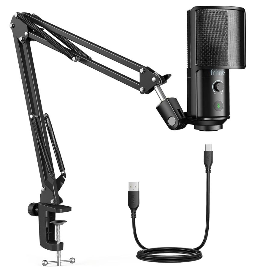 FIFINE T669 Pro USB Podcast Microphone Kit With Boom Arm Stand