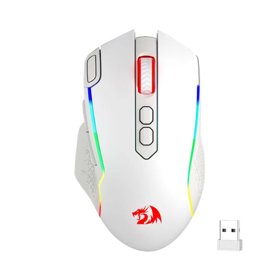REDRAGON TAIPAN Pro M810 Wired / Wireless Ambidextrous Gaming Mouse (Taipan Pro M810 Pro-1) (10000DPI / 8 Macro Button) (White)