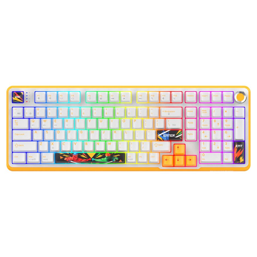 COSMIC BYTE Arcturus 98% Tri-Mode Mechanical RGB Wireless Gaming Keyboard (White / Amber) (Outemu Custom Yellow) (TCBP03570)