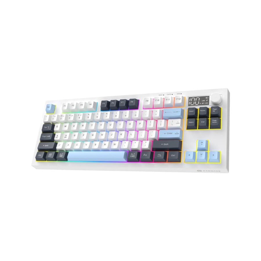 KARNAGE Visage TKL Tri-Mode Mecha-Membrane RGB Wireless Gaming Keyboard (White / Blue) (Mecha-Membrane) (WLKM-054-WB)