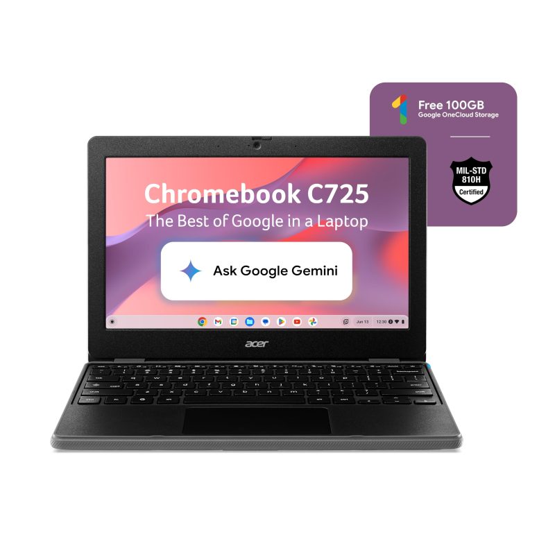 Acer C725 Laptop (MediaTek Kompanio 540/ 4GB Lpddr 5 RAM/ 64GB Emmc/ 11.6 inch/ Chrome OS) C725