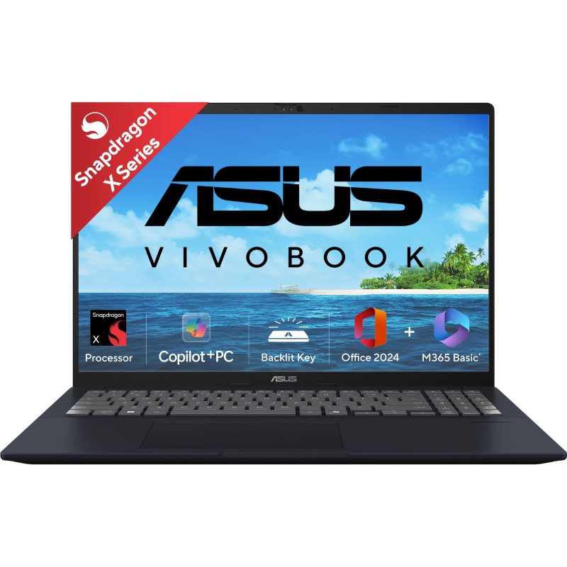 ASUS Vivobook 16 Laptop (Snapdragon X/ 16GB Lpddr 5 RAM/ 512GB SSD/ 16 inch/ Windows 11 Home) X1607QA-MB049WS