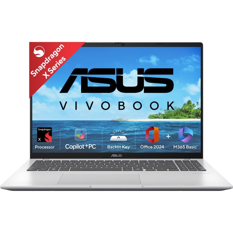 ASUS Vivobook 16 Laptop (Snapdragon X/ 16GB Lpddr 5 RAM/ 512GB SSD/ 16 inch/ Windows 11 Home) X1607QA-MB050WS