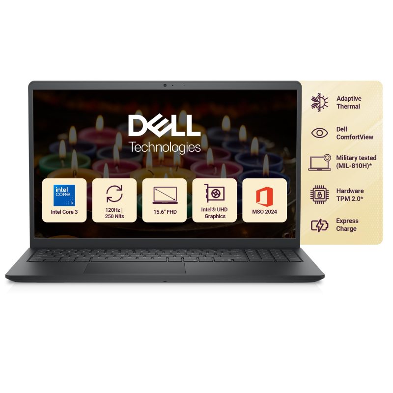 Dell 15 Laptop (Core 3 100U/ 16GB DDR4 RAM/ 512GB SSD/ 15 inch/ Windows 11 Home) DC15250