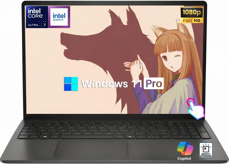Dell 15.6" Touchscreen Laptop (Core Ultra 7 255U/ 16GB DDR5 RAM/ 1TB SSD/ 15.6 inch/ Windows 11 Pro) LD15260-7140BLK-PUS