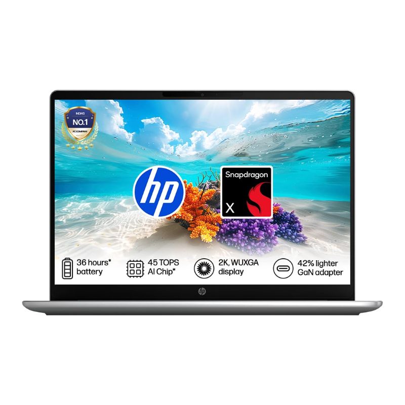 HP Omnibook 3 Laptop (Snapdragon X Processor/ 16GB LPDDR5X RAM/ 512GB SSD/ 14 inch/ Windows 11 Home) D7NL1PA