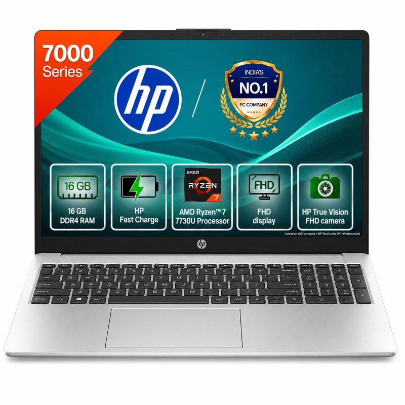 HP 15 Laptop (Ryzen 7 7730U/ 16GB DDR4 RAM/ 512GB SSD/ 15.6 inch/ Windows 11 Home) 15-FC0761AU - Natural Silver