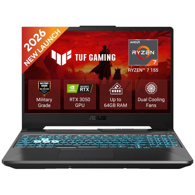 ASUS TUF Gaming A15 Gaming Laptop (Ryzen 7 155/ 16GB DDR5 RAM/ 512GB SSD/ 15.6 inch/ RTX 3050-4GB/ Windows 11 Home) 90NR0JF7-M00Z40