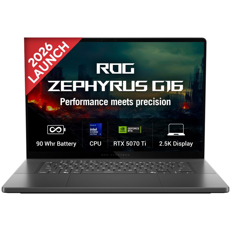 ASUS ROG Zephyrus G16 Gaming Laptop (Core Ultra 9 386H/ 32GB LPDDR5X, LPDDR5X 32GB RAM/ 2TB SSD/ 16 inch/ RTX 5070 Ti-12GB/ Windows 11 Home) GU606AR-TB039WS