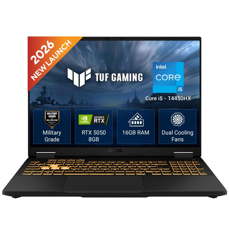 ASUS TUF Gaming F16 Gaming Laptop (Core i5 14450HX/ 16GB DDR5 RAM/ 512GB SSD/ 16 inch/ RTX 5050-8GB/ Windows 11 Home) FX688JHI-TU364WS