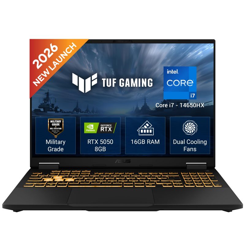ASUS TUF Gaming F16 Gaming Laptop (Core i7 14650HX/ 16GB DDR5, DDR5 16GB RAM/ 1TB SSD/ 16 inch/ RTX 5050-8GB/ Windows 11 Home) FX608JHI-TU225WS