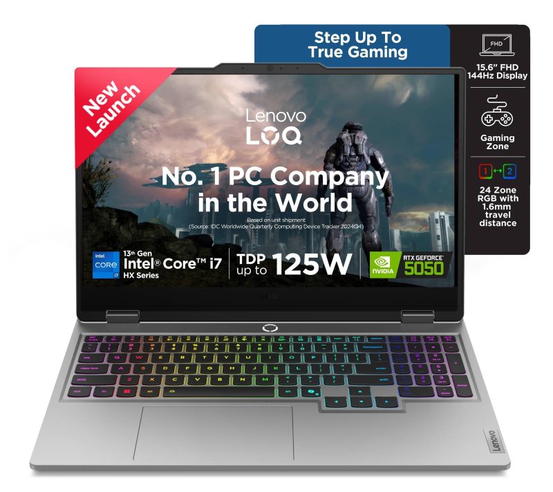Lenovo LOQ Gaming Laptop (Core i7-13645HX/ 16GB DDR5 RAM/ 1TB SSD/ 15.6 inch/ NVIDIA RTX 5050 8GB/ Windows 11 Home) 15IRX10