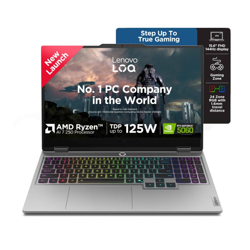 Lenovo LOQ Gaming Laptop (Ryzen 7 250/ 24GB DDR5 RAM/ 1TB SSD/ 15.6 inch/ NVIDIA RTX 5060 8GB/ Windows 11 Home) 15AHP10