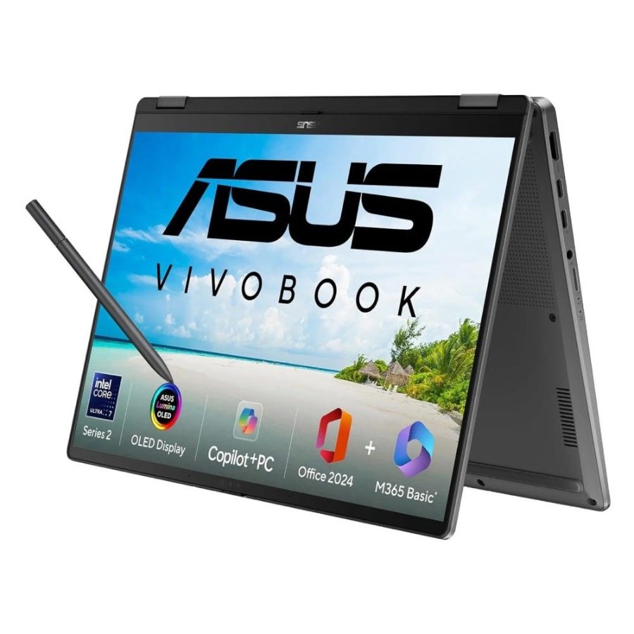 Asus Vivobook 14 Flip 2in1 Laptop (Intel Core Ultra 7/ 16GB RAM/ 512GB SSD/ 14 Inch (35.56 cm) FHD+ OLED Touchscreen Display/ Intel Arc Graphics/ Windows 11/ MS-Office/ Copilot+ PC) TP3407SA-SG184WS
