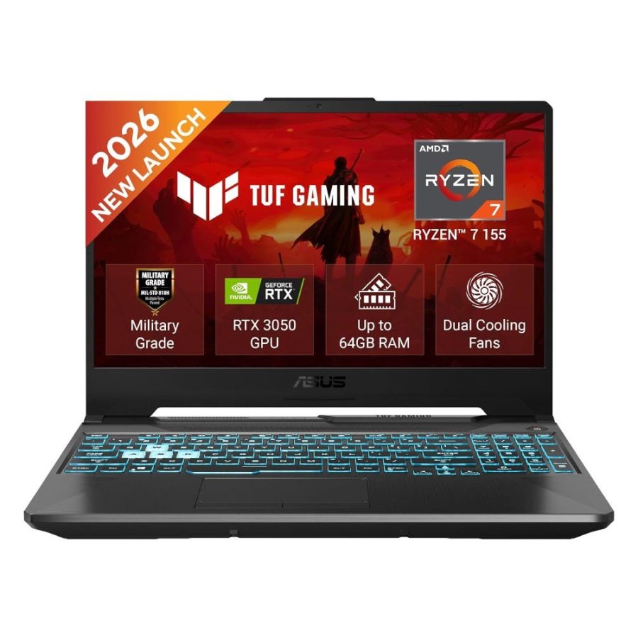 Asus TUF A15 Gaming Laptop (AMD Ryzen 7/ 16GB RAM/ 512GB SSD/ 15.6 Inch (39.62 cm) FHD Display/ 4GB-NVIDIA GeForce RTX 3050 Graphics/ Windows 11/ MS-Office) FA506NCG-HN443WS
