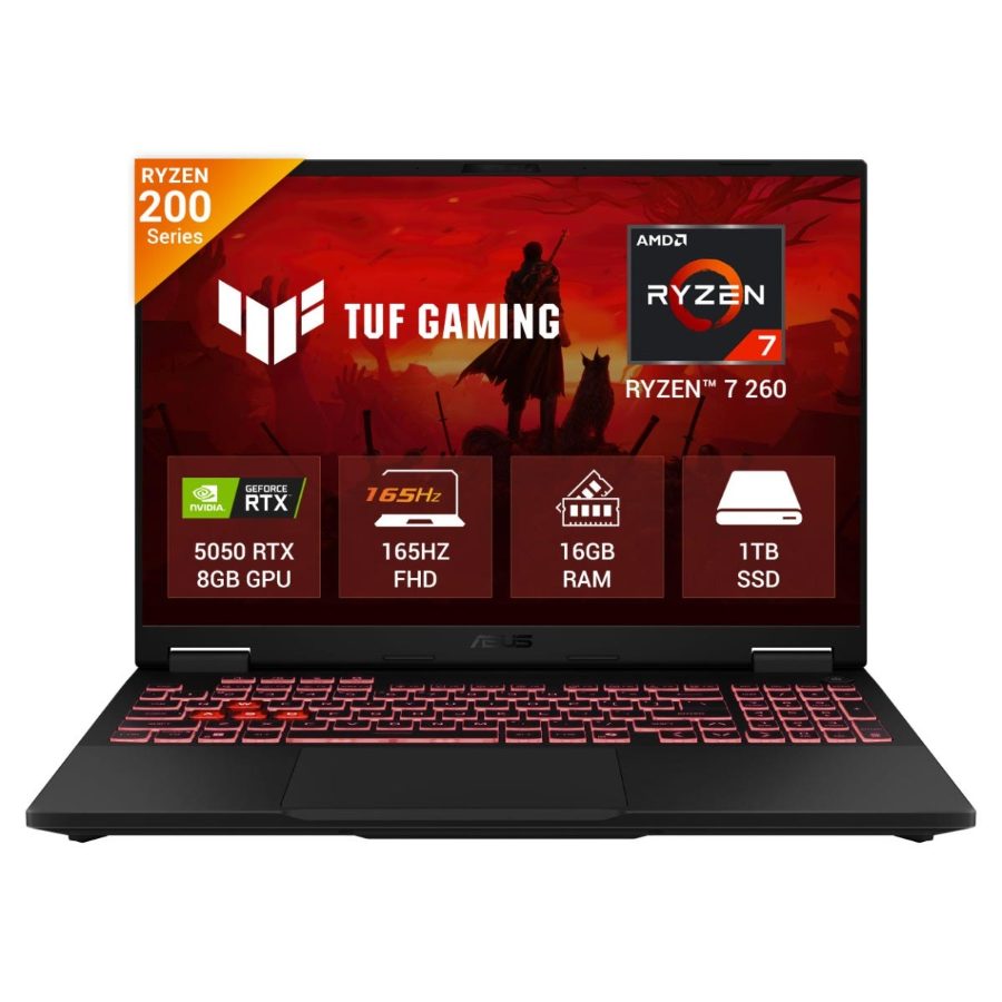 Asus TUF Gaming A16 Gaming Laptop (AMD Ryzen 7/ 16GB RAM/ 1TB SSD/ 16 Inch (40.64 cm) FHD+ Display/ 8GB-NVIDIA GeForce RTX 5050 Graphics/ Windows 11/ MS-Office) FA608UH-RV112WS