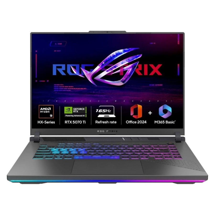 Asus ROG Strix G16 Gaming Laptop (AMD Ryzen 9 8940HX/ 16GB RAM/ 1TB SSD/ 16 Inch (40.64 cm) FHD+ IPS-level Display/ 12GB-NVIDIA GeForce RTX 5070 Graphics/ Windows 11/ MS-Office) G614PR-RV032WS