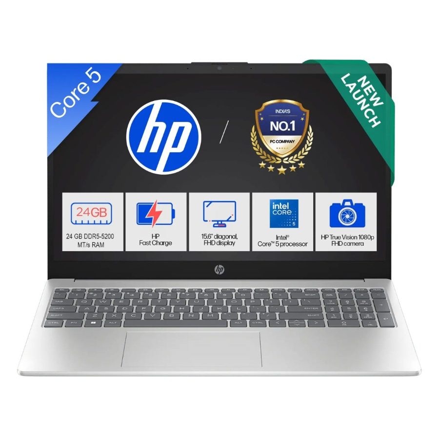 HP Laptop (Intel Core 5/ 24GB RAM/ 512GB SSD/ 15.6 Inch (39.62 cm) Full HD Display/ Intel Graphics/ Windows 11/ MS-Office) 15-fd0901TU