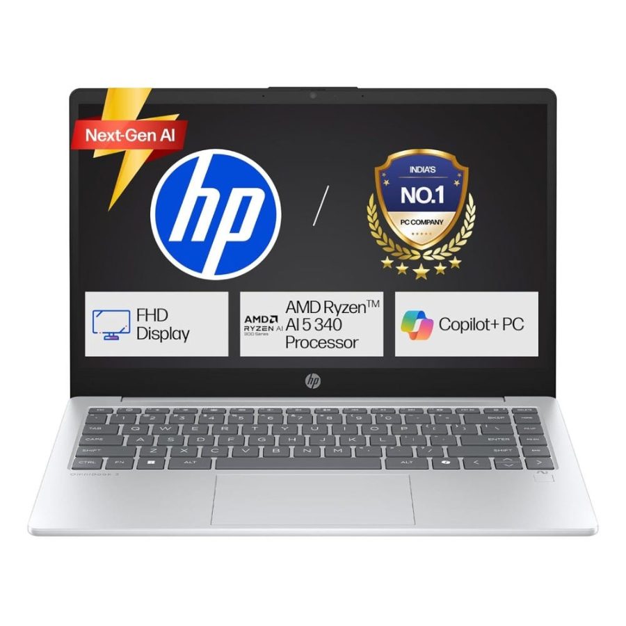 HP OmniBook 3 Thin & Light Laptop (AMD Ryzen AI 5/ 16GB RAM/ 512GB SSD/ 14 Inch (35.6 cm) FHD Display/ AMD Radeon 840M Graphics/ Windows 11) 14-ha0000AU
