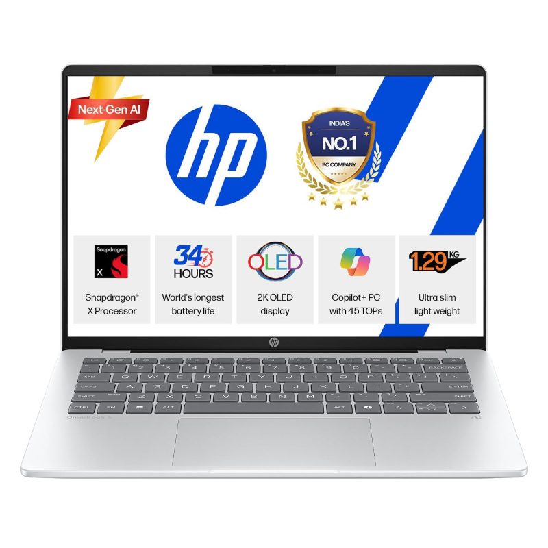 HP OmniBook 5 OLED Laptop (Snapdragon X Processor/ 16GB LPDDR5X RAM/ 512GB SSD/ 14 inch/ Windows 11 Home) C08Q6PA