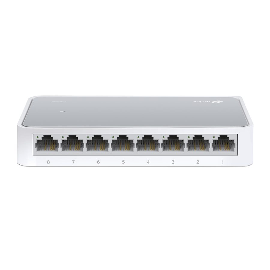 TP-Link TL-SF1008D 8-port 10/100 Mbps desktop switch; plug-and-play, fanless