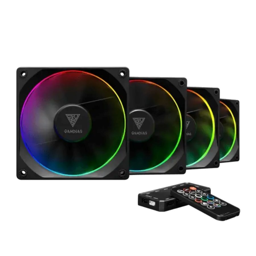 GAMDIAS Aeolus M3-1204R 120mm ARGB Cabinet Fan (Black) (Four Pack)