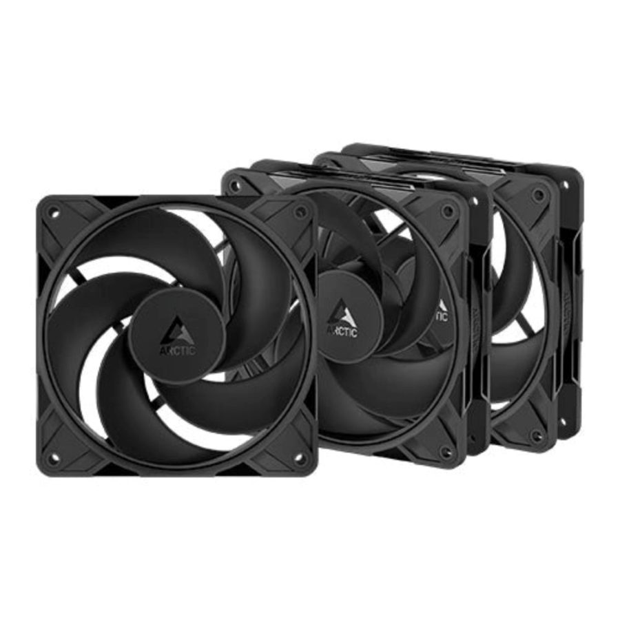 ARCTIC P12 Pro Reverse 120mm Non RGB Cabinet Fan (Black) (Triple Pack)