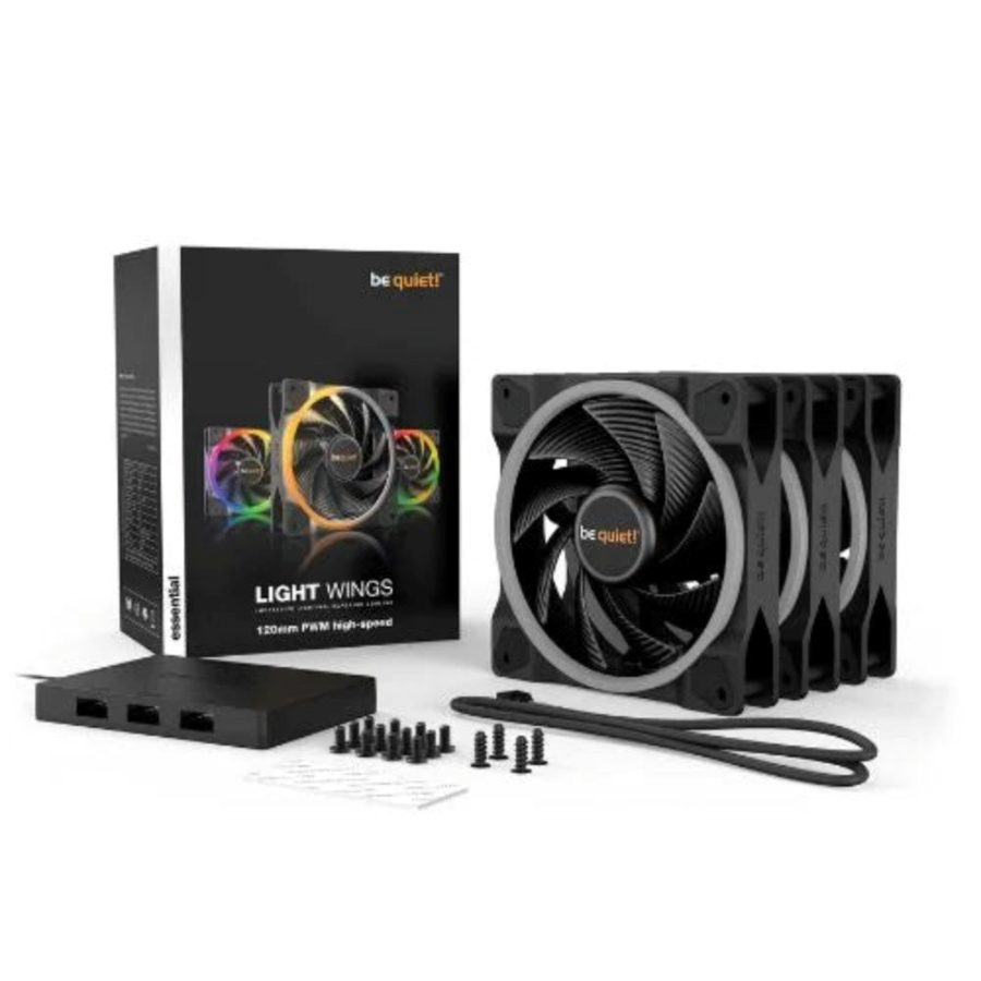 BE QUIET Light Wings 120mm ARGB PWM High Speed Cabinet Fan (Black) (Triple Pack) - picture 3