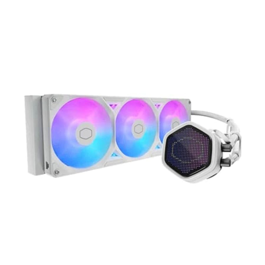 COOLER MASTER MasterLiquid Atmos II Pixel LED 360mm ARGB CPU Liquid Cooler (White)