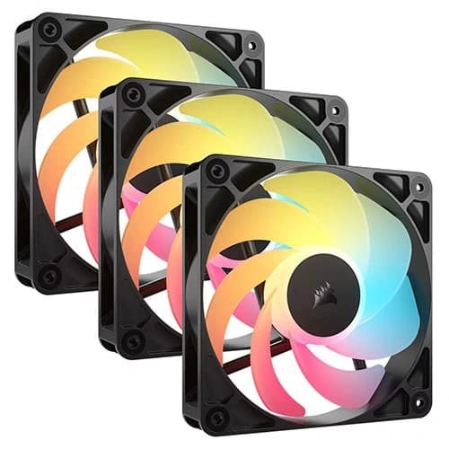 CORSAIR RS120-R 120mm ARGB PWM Reverse Cabinet Fan (Black) (Triple Pack)