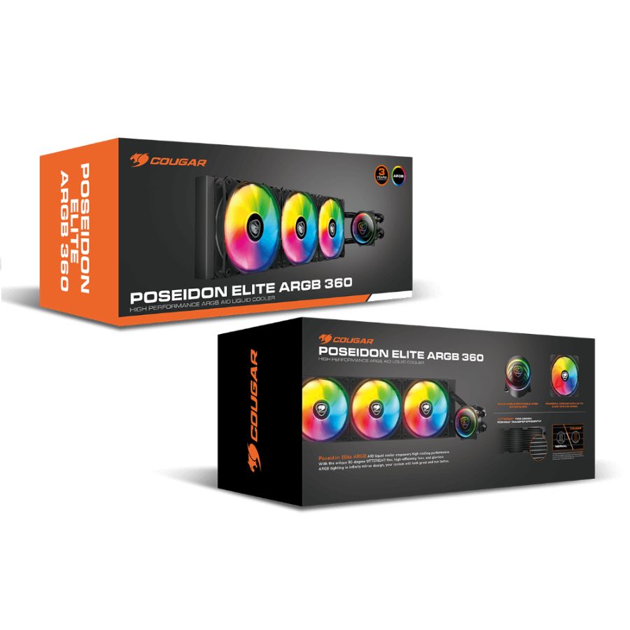 COUGAR Poseiden Elite ARGB 360mm CPU Liquid Cooler (Black)