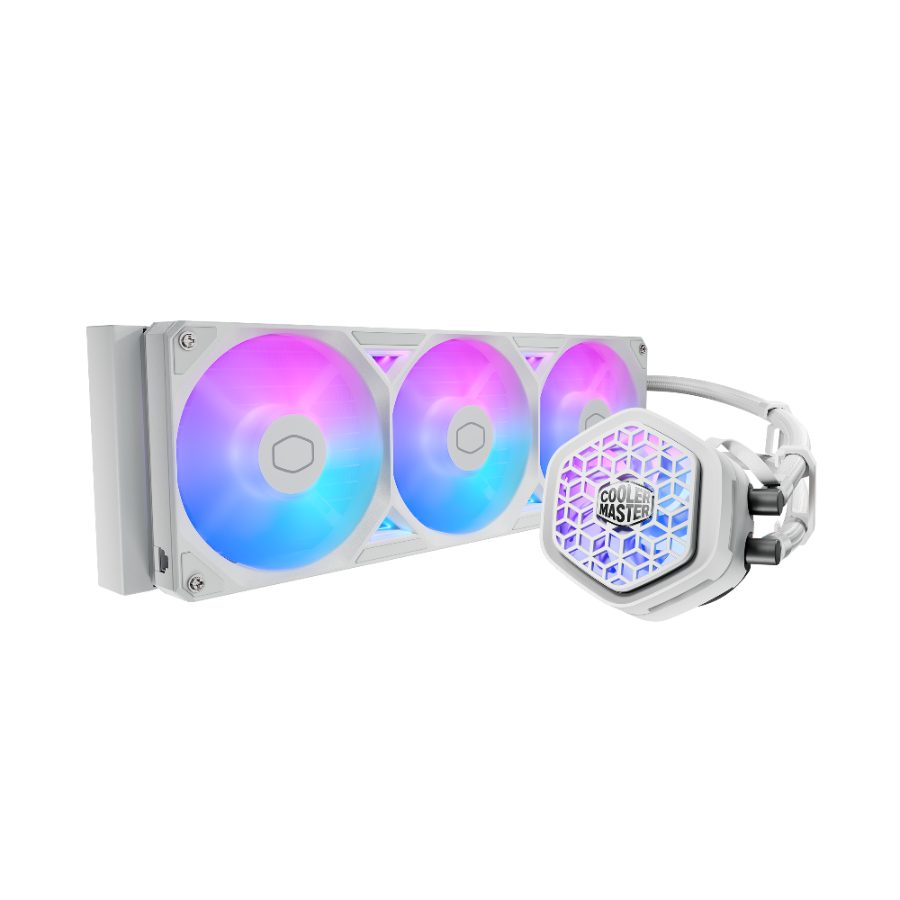 COOLER MASTER MasterLiquid Atmos II VRM Fan ARGB 360mm CPU Liquid Cooler (White) - picture 2