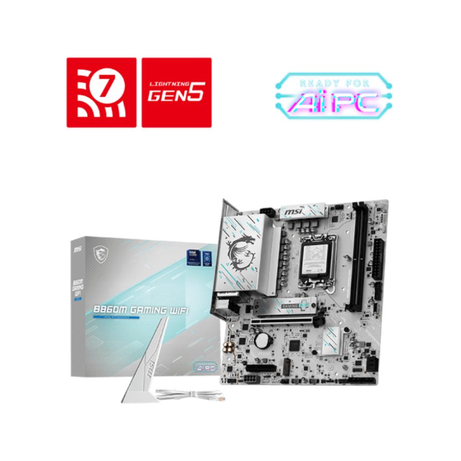 MSI B860M Gaming Wifi7 DDR5 Intel Motherboard (White)