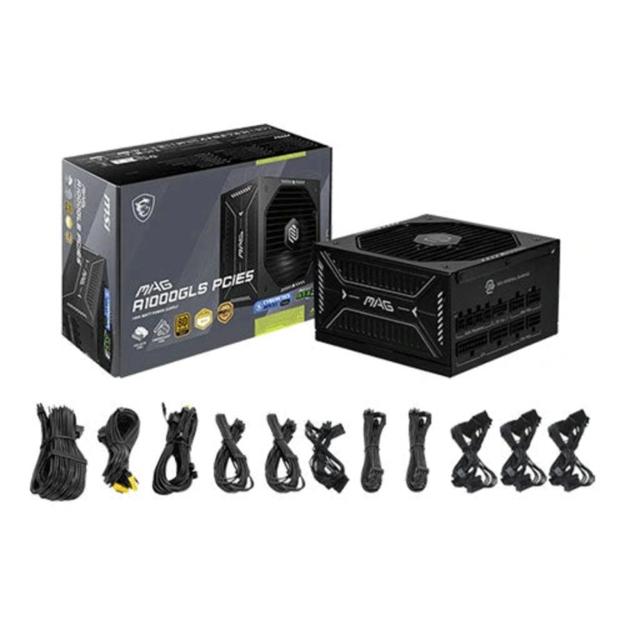 MSI MAG A1000GLS PCIE5 1000W 80+ Gold ATX 3.1 Fully Modular Power Supply (1000W)