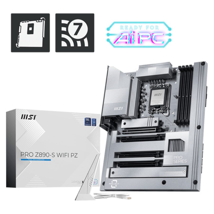 MSI Pro Z890-S Wifi7 PZ DDR5 Intel Motherboard (White)